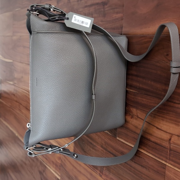 All Saints Kita Leather Stormy Grey Double Strap Crossbody Bag Nwt ❤️ - Picture 5 of 12
